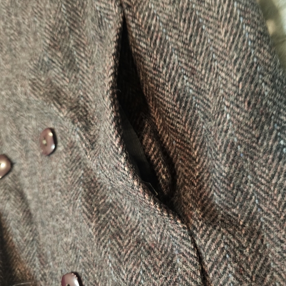 Vintage Charles Klein Wool Herringbone Coat Women’s 14 Long Double Breasted Made - Picture 8 of 15
